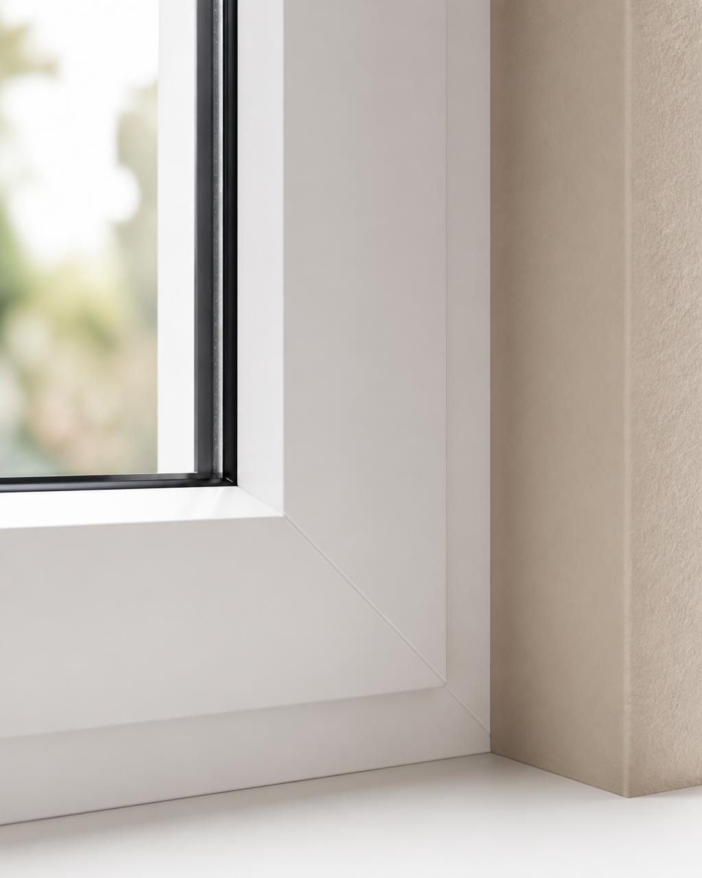 Dettaglio di infisso in PVC bianco